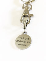 With God All Things Are Possible Keychain, Encouragement Gift, Motivation Gift, Sunday School Class Gifts,  Motivational Keychain For Her