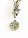 With God All Things Are Possible Keychain, Encouragement Gift, Motivation Gift, Sunday School Class Gifts,  Motivational Keychain For Her