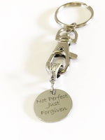 Not Perfect Just Forgiven Keychain, Baptism Gift, Confirmation Gift, Sunday School Class Gifts, Christian Keychain Gifts, Religious Gifts