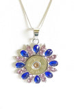 Shotgun Shell Necklace, Blue and Pink Crystal 20 Gauge Pendant, Gift For Her, Shooting Sports Jewelry Gift, Southwestern Style Wife Jewelry