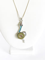 Shotgun Shell Necklace, Blue Crystal Snake 20 Gauge Pendant, Gift For Her, Shooting Sports Jewelry Gift, Southwestern Style Wife Jewelry