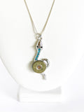 Shotgun Shell Necklace, Blue Crystal Snake 20 Gauge Pendant, Gift For Her, Shooting Sports Jewelry Gift, Southwestern Style Wife Jewelry