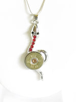 Shotgun Shell Necklace, Red Crystal Snake 20 Gauge Pendant Gift For Her, Shooting Sports Jewelry Gift For Wife, Southwestern Style Jewelry
