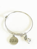 Let The Sea Set You Free Stackable Expanding Bangle Charm Bracelet, Beach Lover Gift, Sea Lover Gift, Girls Weekend Getaway Trip Gifts