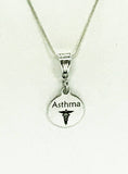 Asthma Medical Condition Awareness Engraved Pendant Necklace, Medical Jewelry Gift For Her, Asthma Jewelry, Medical Condition Jewelry