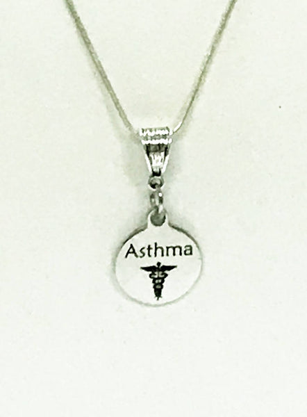 Asthma Medical Condition Awareness Engraved Pendant Necklace, Medical Jewelry Gift For Her, Asthma Jewelry, Medical Condition Jewelry