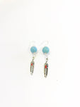 Turquoise and Red Dot Feather Drop Earrings, Southwestern Style Jewelry, Dangle Earrings Gift For Her, Country Western Wife Jewelry Gift
