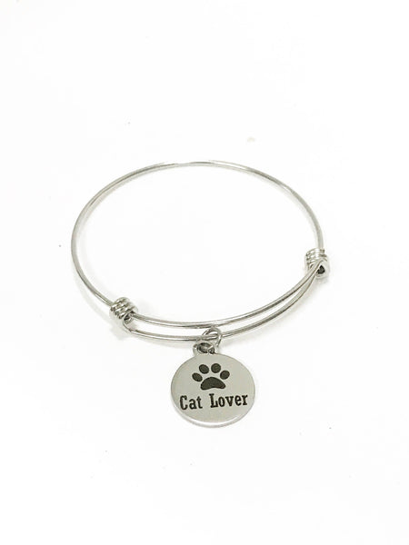 Cat Lover Expanding Bangle Charm Bracelet, Stacking Bracelet, Stackable Bangle, Pet Lover Gift, Cat Mom Gift, Cat Mama, New Cat Owner Gift