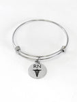 RN Expanding Bangle Charm Bracelet, Registered Nurse Braclet, RN Bracelet, Stacking Bangle, Stacking Bracelet, Stackable Bangle Bracelet