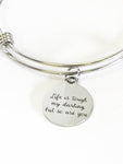 Life Is Tough My Darling But So Are You Stacking Expandable Bangle Charm Bracelet, Encouragement Jewelry Gift For Her, Sympathy Gift