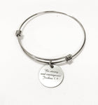 Encouragement Gift, Be Strong And Courageous Joshua 1:9 Expanding Bangle Charm Bracelet, Bible Verse Jewelry Gift, Daughter Gift for Her