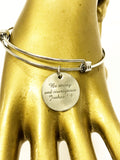 Encouragement Gift, Be Strong And Courageous Joshua 1 9 Expanding Bangle Charm Bracelet, Bible Verse Jewelry Gift, Daughter Gift for Her