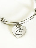 Mother Of The Groom Expanding Bangle Charm Bracelet, Stacking Bracelet, Stackable Jewelry Gift For Her, Mother In Law Wedding Jewelry, MIL