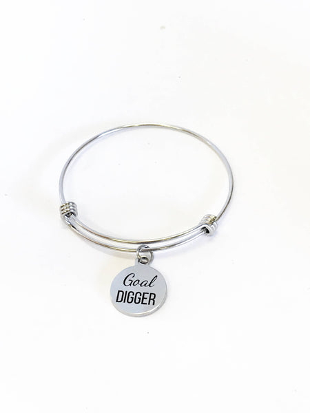 Goal Digger Expanding Bangle Charm Bracelet, Stacking Bracelet, Stacking Bangle, Stackable Bracelet, Direct Sales Team Success Gifts For Her