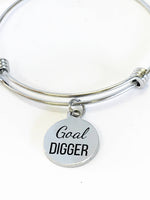 Goal Digger Expanding Bangle Charm Bracelet, Stacking Bracelet, Stacking Bangle, Stackable Bracelet, Direct Sales Team Success Gifts For Her