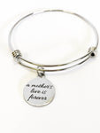 A Mother's Love Is Forever Expanding Bangle Charm Bracelet, Stacking Bangle, Jewelry Gift For Daughter, New Mother Gift For Her