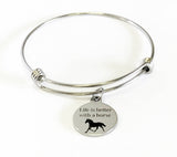 Life Is Better With A Horse Stacking Expanding Bangle Charm Bracelet, Horse Lover Bracelet Gift, Horse Lover Jewelry, Valentine Gift for Her