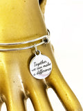 Together We Can Make A Difference Stacking Expandable Bangle Charm Bracelet, Mindfulness Jewelry, Social Awareness Gifts, Direct Sales Teams