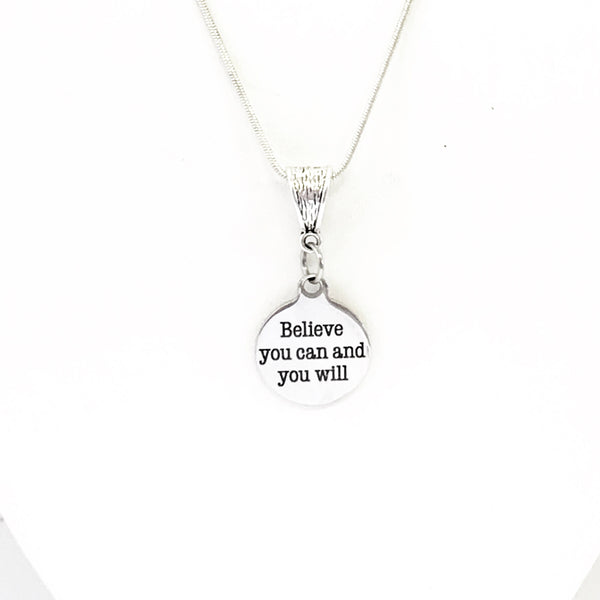 Believe You Can And You Will Silver Necklace, Encouragement Jewelry Gift For Daughter, Believe In You, Motivational Jewelry Gifts, Inspiring