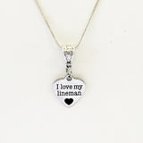 I Love My Lineman Silver Necklace, Lineman Wife Jewelry Gift, Lineman Girlfriend, Thankful for Linemen, Supporting Linemen, Wife of Lineman