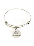 What She Tackles She Conquers Stacking Expanding Bangle Charm Bracelet, Motivational Gift For Her, Encouragement Jewelry Gift For Daughter