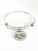 Be Still And Know That I Am God Stacking Bracelet, Psalm 46:10 Scripture Jewelry,  Stacking Bangle, Bible Verse Jewelry, Sunday School Gift