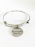 The Lord Is My Rock Expanding Bangle Charm Bracelet, Stacking Bangle, Psalm 18:2 Jewelry Gift for Her, Stackable Bracelet, Christian Jewelry