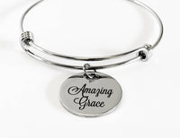 Christian Jewelry Gift, Amazing Grace Bracelet, Stacking Bangle, Baptism Gift, Confirmation Gift For Her, Religious Jewelry Gift