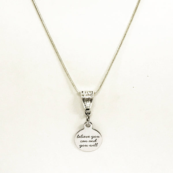Motivational Gifts, Believe You Can And You Will Silver Necklace, Encouragement Gifts For Her, Encouraging Success, Entrepreneur Gifts