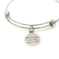 Motivational Jewelry Gift, Believe You Can And You Will Stacking Bangle, Motivational Gift For Her, Jewelry Gift For Daughter, Encouragement