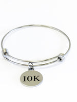 Gifts For Runners, 10K Stacking Bangle Bracelet, 10K Charm Bracelet, 10K Race Jewelry, Runner Gifts For Her, Runner Awards, Race Runner