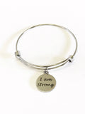 I Am Strong Expanding Bangle Charm Bracelet, Strong Woman Jewelry Gift for Her, Exercise Jewelry, Pamper Yourself, Motivational Jewelry