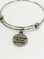 Motivational Jewelry Gifts, Grow Through What You Go Through Stacking Bangle, Encouragement Gifts, Sympathy Gifts, Motivational Gift For Her