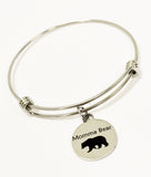 Momma Bear Bracelet, Mama Bear Stacking Bangle Charm Bracelet, Momma Bear Jewelry Gift For Mom, Mama Bear Stacking Bracelets, Stackable