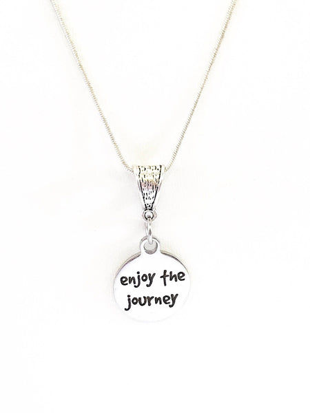 Enjoy The Journey Egraved Pendant Necklace, Mindfulness Jewelry Gift For Her, Motivational Jewelry For Daughter, Inspirational Jewelry