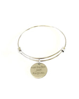 Not Perfect Just Forgiven Expanding Bangle Charm Bracelet, Baptism Jewelry Gift for Her, Confirmation Gift, Religious Sunday School Gift