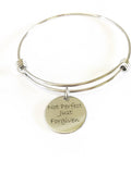 Not Perfect Just Forgiven Expanding Bangle Charm Bracelet, Baptism Jewelry Gift for Her, Confirmation Gift, Religious Sunday School Gift