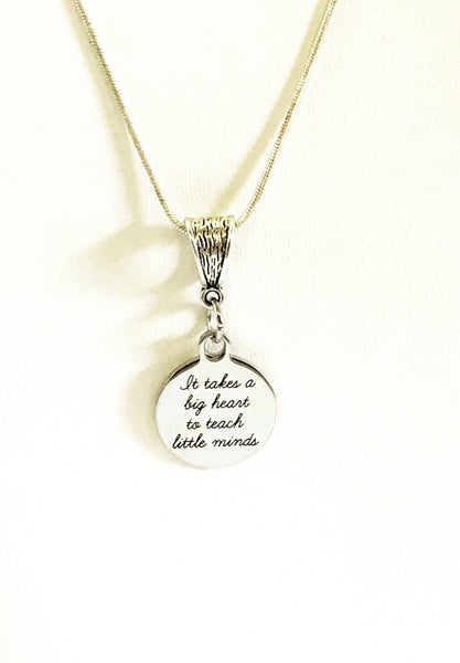 It Takes A Big Heart To Teach Little Minds Necklace, Back To School Teacher Gift, New Teacher Gift for Her, Teacher Appreciation Gift