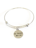 Be Brave Expanding Bangle Charm Bracelet, Stacking Bracelet, Stackable Bracelet, Encouragement Bracelet, Mindfulness Arrow Charm Jewelry