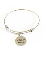 Be Brave Expanding Bangle Charm Bracelet, Stacking Bracelet, Stackable Bracelet, Encouragement Bracelet, Mindfulness Arrow Charm Jewelry