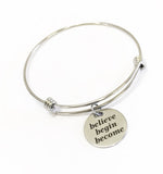 Motivational Gifts, Believe Begin Become Bracelet, Stacking Bangle, New Job Gift Motivational Jewelry, Exercise Jewelry, Exercise Motivation