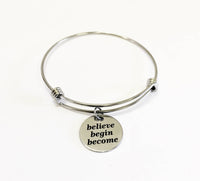 Motivational Gifts, Believe Begin Become Bracelet, Stacking Bangle, New Job Gift Motivational Jewelry, Exercise Jewelry, Exercise Motivation