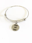 Clean And Sober Expanding Bangle Charm Bracelet Gift, Recovery Motivational Jewelry Gift for Her, Addiction Recovery Gift For Him