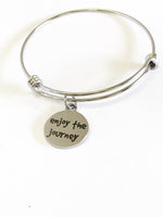 Enjoy The Journey Stacking Expanding Bangle Charm Bracelet Gift, New Job Motivational Jewelry Gift for Her, Encouragement Gift, College Gift