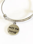 Enjoy The Journey Stacking Expanding Bangle Charm Bracelet Gift, New Job Motivational Jewelry Gift for Her, Encouragement Gift, College Gift