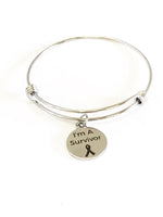 I Am A Survivor Stackable Expanding Bangle Charm Bracelet, Cancer Survivor, Encouragement Gift, Strong Woman Daughter Motivation Gift