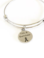 I Am A Survivor Stackable Expanding Bangle Charm Bracelet, Cancer Survivor, Encouragement Gift, Strong Woman Daughter Motivation Gift