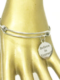 Believe In Yourself Stackable Expanding Bangle Charm Bracelet, Encouragement Gift For Her, Motivational Stacking Bracelet, Direct Sales Team