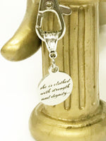 She Is Clothed With Strength And Dignity Keychain, New Car Gift For Daughter, Scripture Keychain, Proverbs 31:25 Bible Verse Keychain Gift