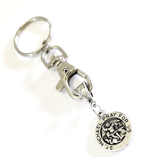 St Michael Pray For Us Keychain, Saint Michael Archangel, Catholic Jewelry Gifts, Enemy of Satan, Guardian Of The Church, Religious Gifts